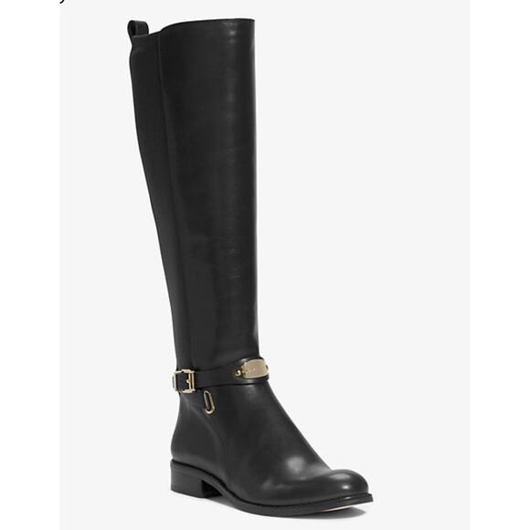 Michael Kors Shoes - Michael Kors Womens Riding Boots Knee High Leather Black Size 6.5 Side Zip